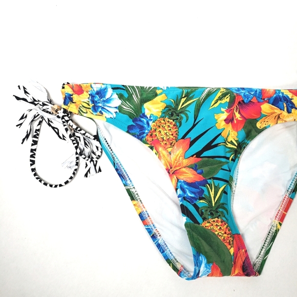 Captiva by Christina Bikini Bottoms Size Large Hawaiian Floral and Turquoise - Picture 2 of 4
